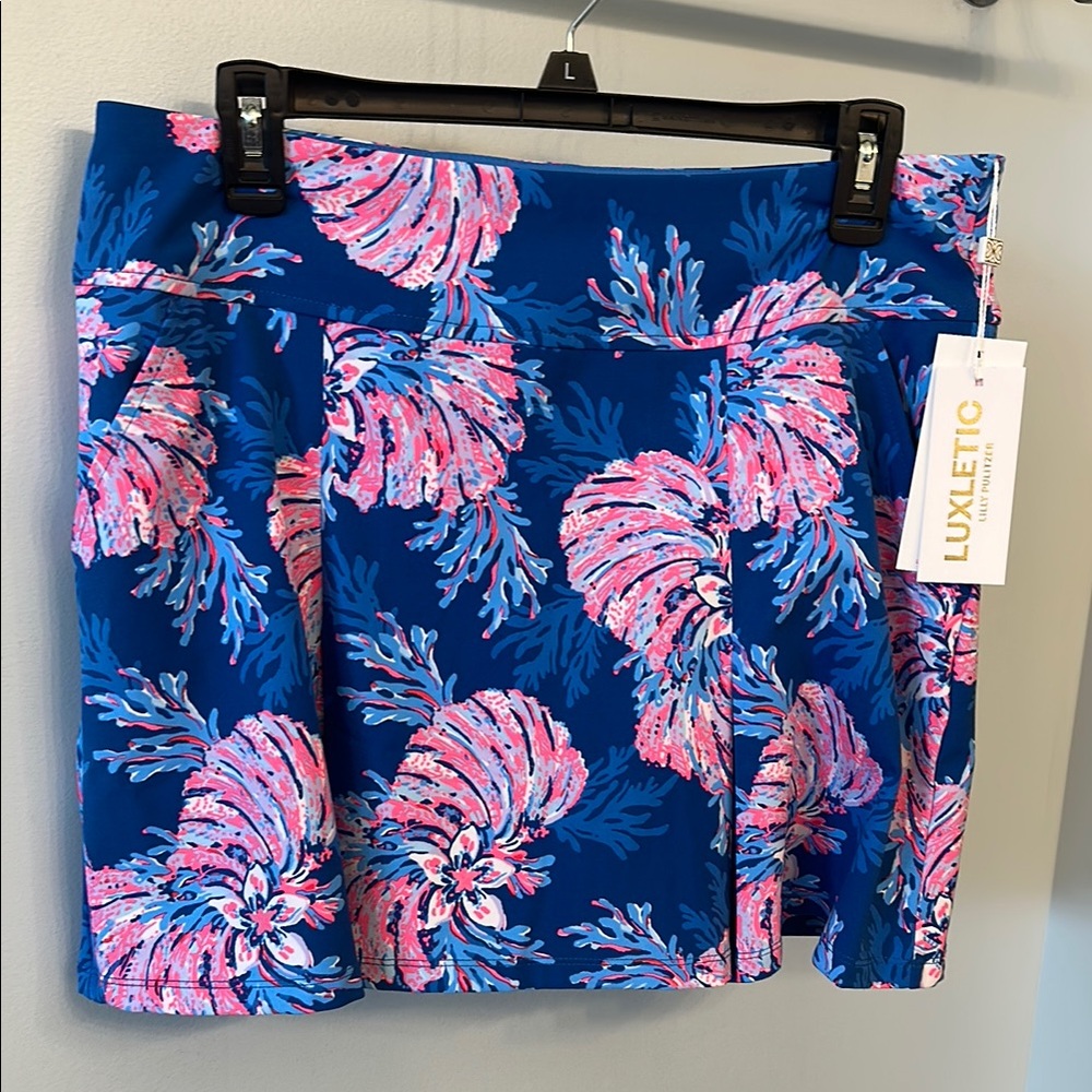 Lilly Pulitzer Luxletic Blue and Pink Patterned Skort